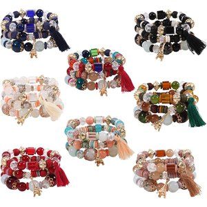 NEW Bohemian Bracelets for Women Stretch Multilayer Colorful Beads Brace…